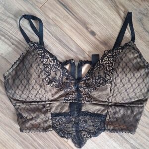 Lace Bralette in Black and Tan